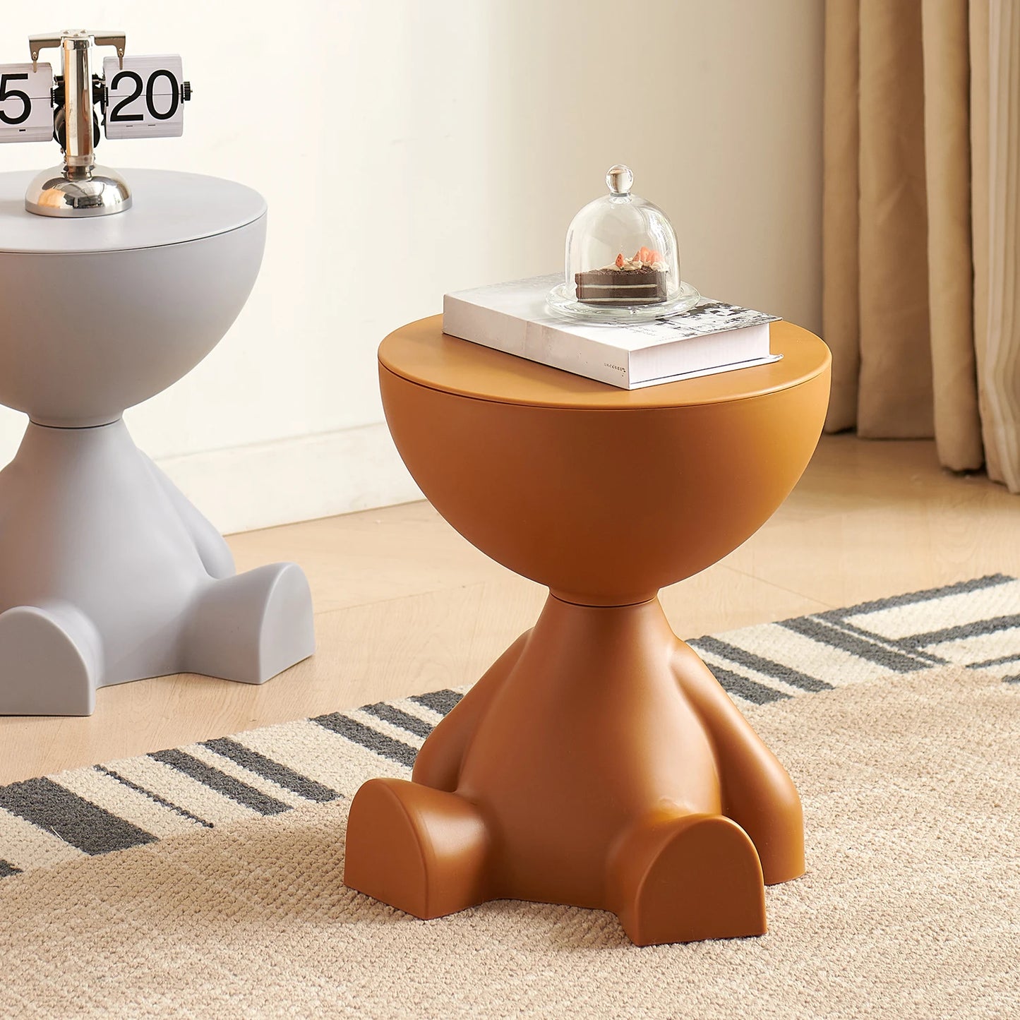 Wedyvko Coffee Table Modern Round Matte Finish Storage