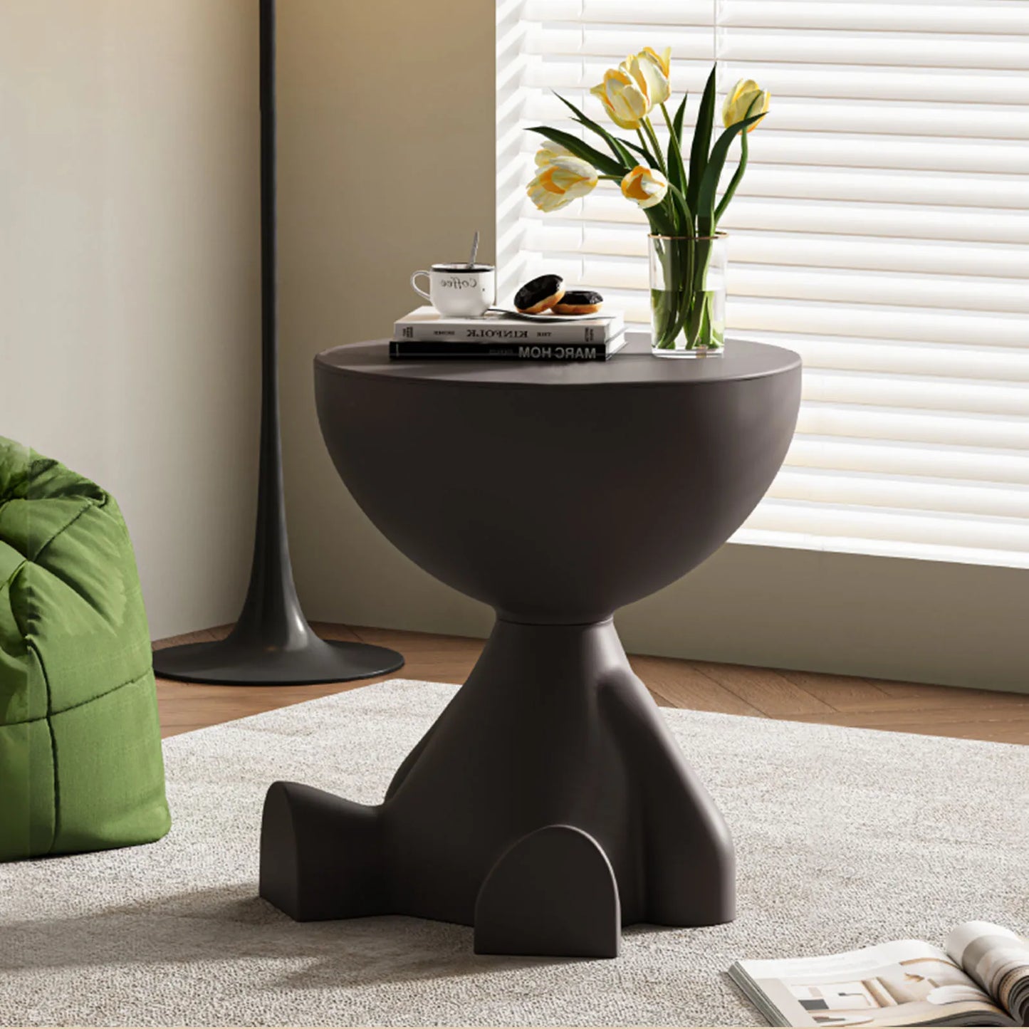 Wedyvko Coffee Table Modern Round Matte Finish Storage