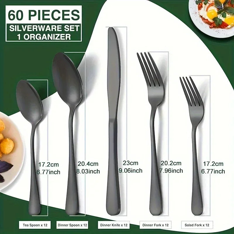 Hign-concerned Cutlery Set 60 Pieces Drawer Dishwasher Safe