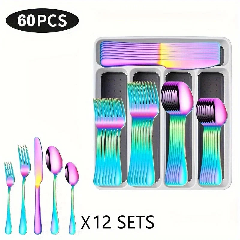 Hign-concerned Cutlery Set 60 Pieces Drawer Dishwasher Safe