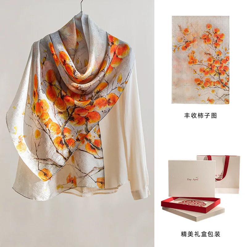 DayAprilCN Mulberry Silk Scarf Shawl For Women Elegant