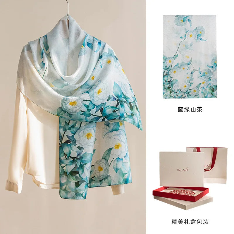 DayAprilCN Mulberry Silk Scarf Shawl For Women Elegant