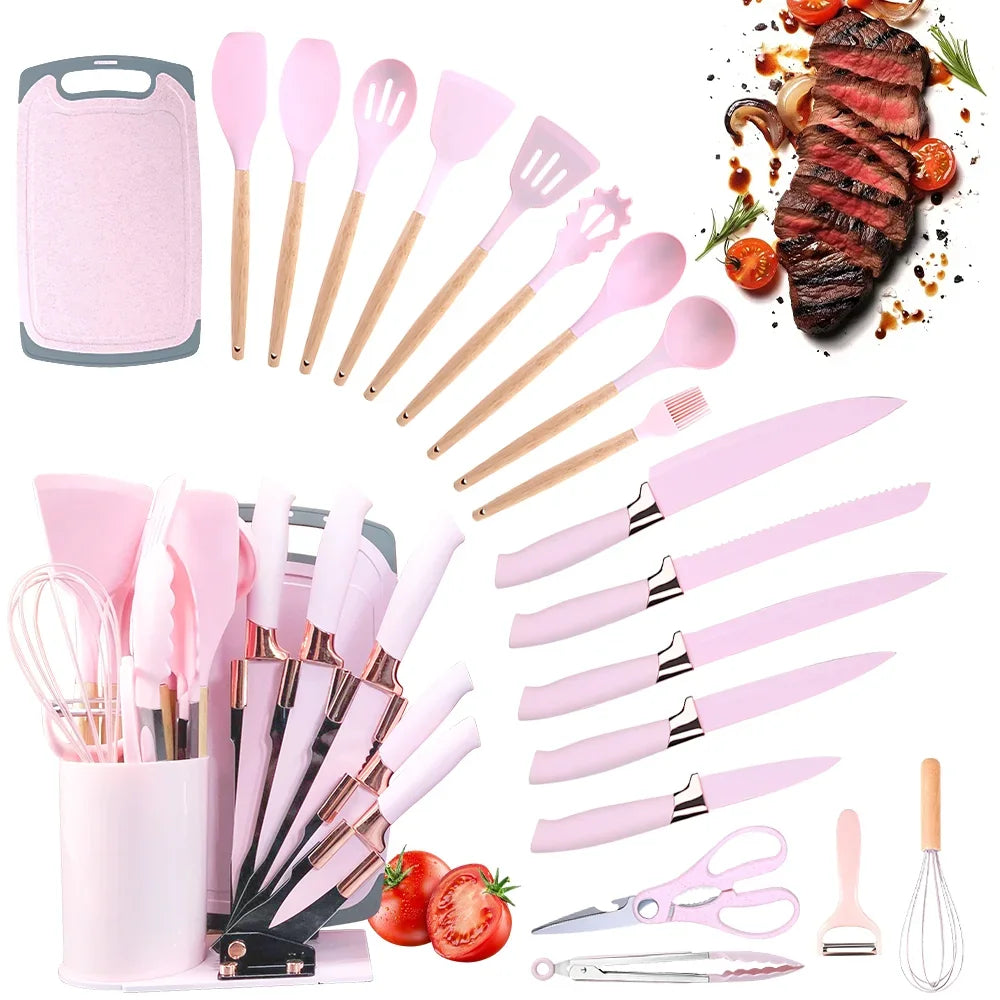 20Pcs Silicone Kitchen Utensils Set With Scissors And Peeler