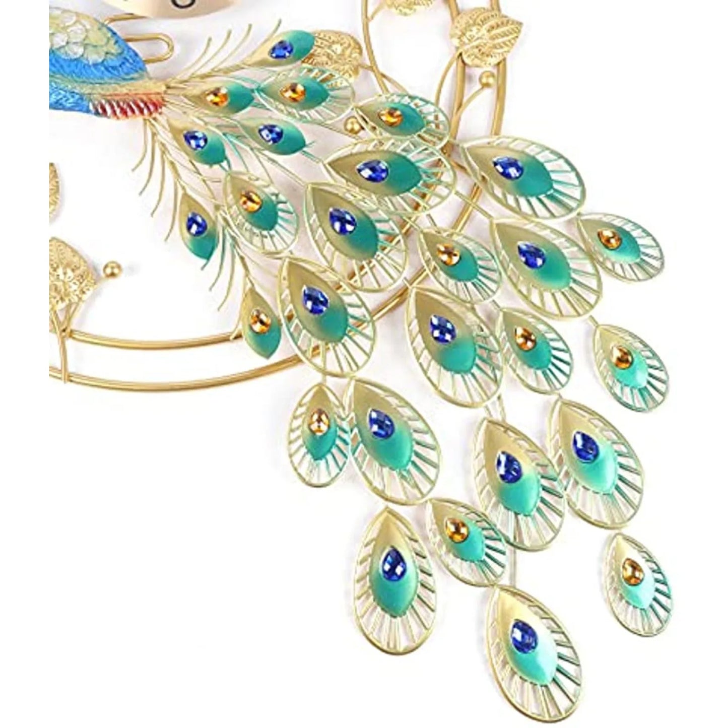 Hign-concerned Peacock Shaped Metal Wall Clock Silent Sweep