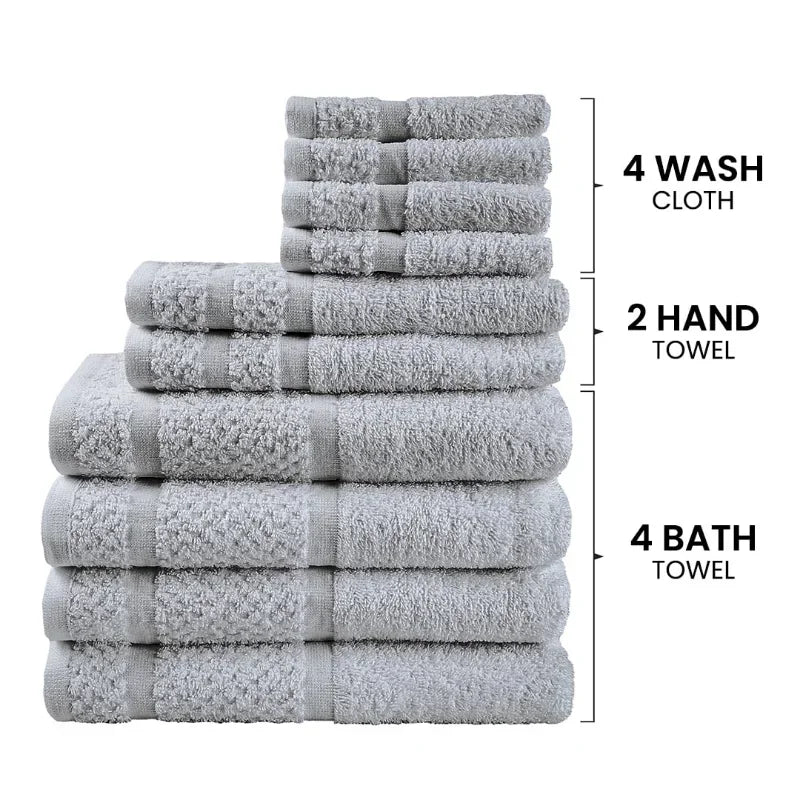 Premium Cotton Towel Set 10 Piece Ultra Soft Durable