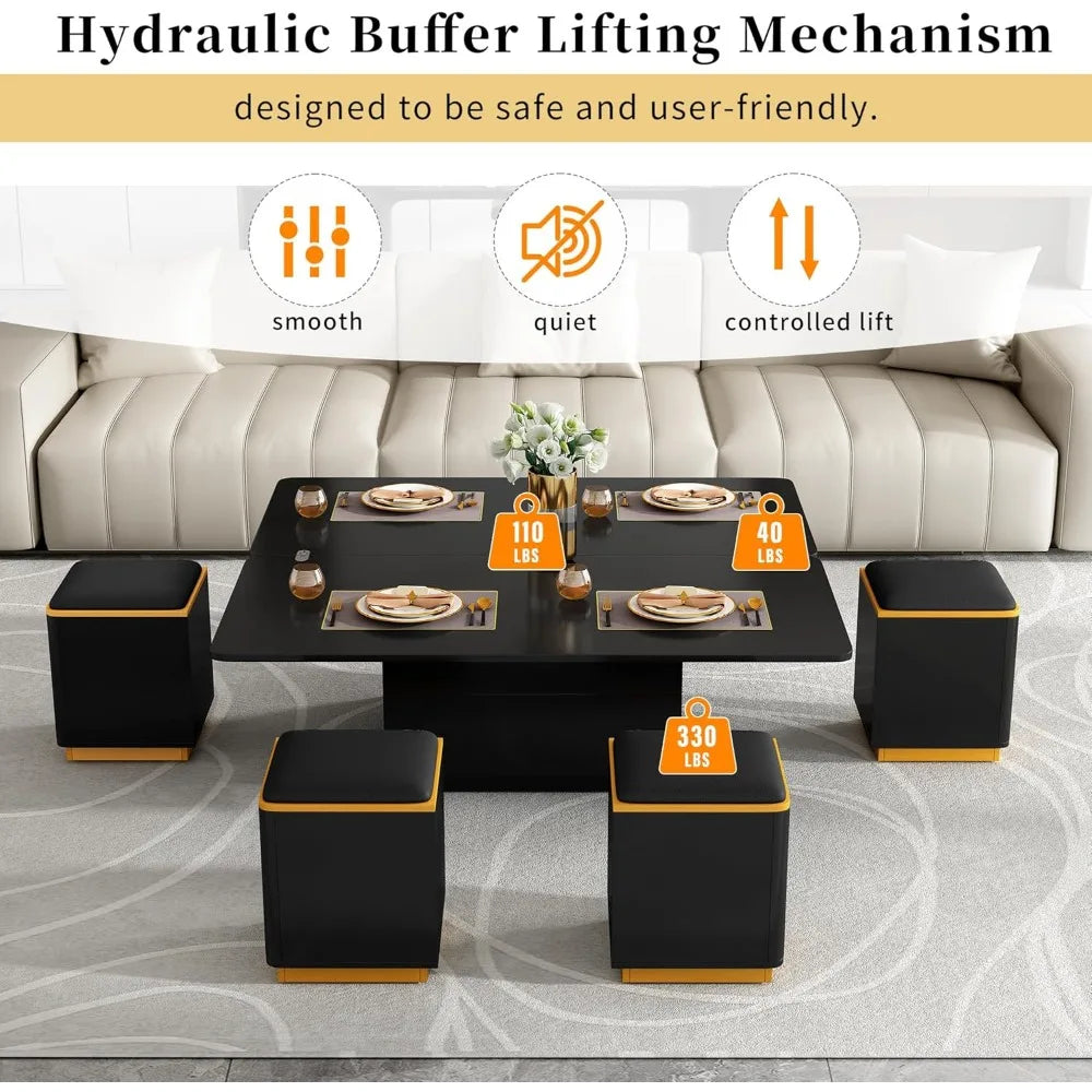 MKDK Lift Top Coffee Table Foldable Top Storage Ottomans