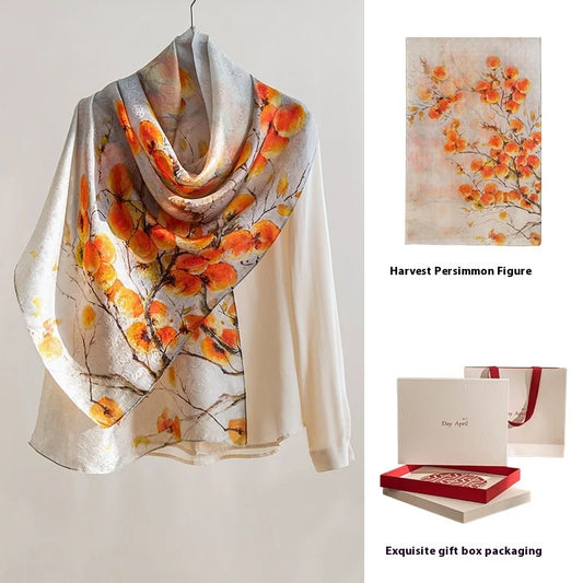 DayAprilCN Mulberry Silk Scarf Shawl For Women Elegant