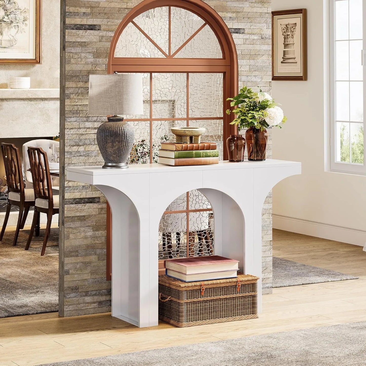 Little Tree Modern Black Console Table with Arched Design