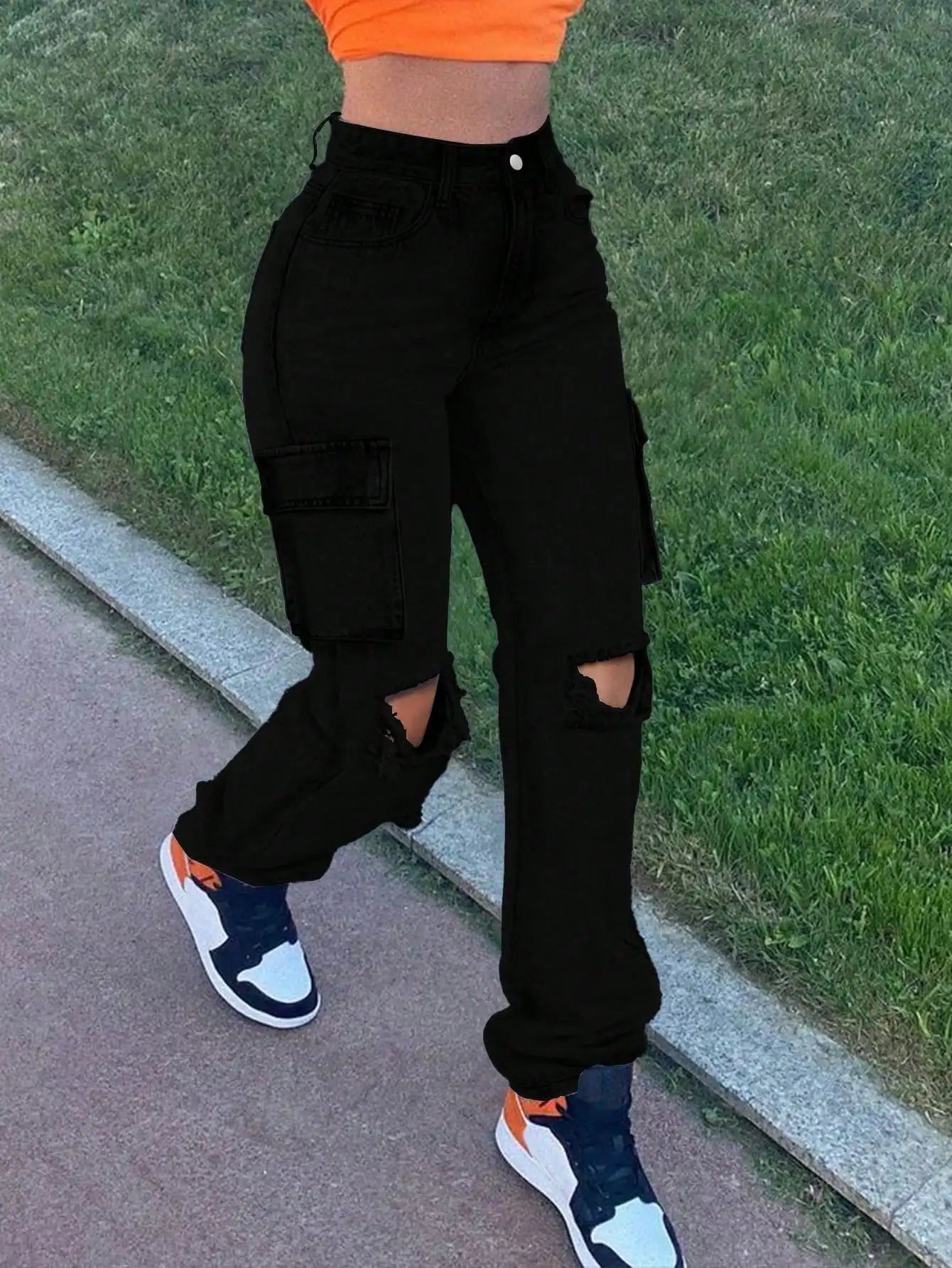 Guangdong Women Jeans Wave Pocket Wide Leg Regular Fit