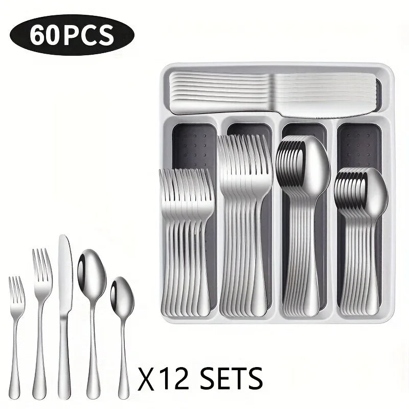 Hign-concerned Cutlery Set 60 Pieces Drawer Dishwasher Safe