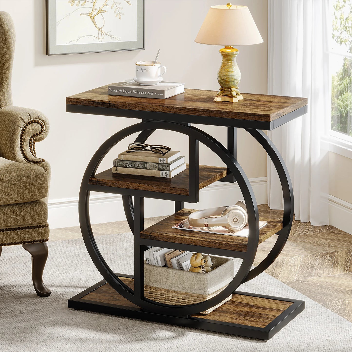 Tribesigns End Table With Three Shelves Compact Side Table