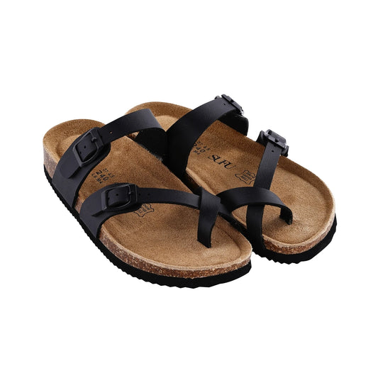 SUFU Summer Cork Sandals Women's Leather Clogs Slippers