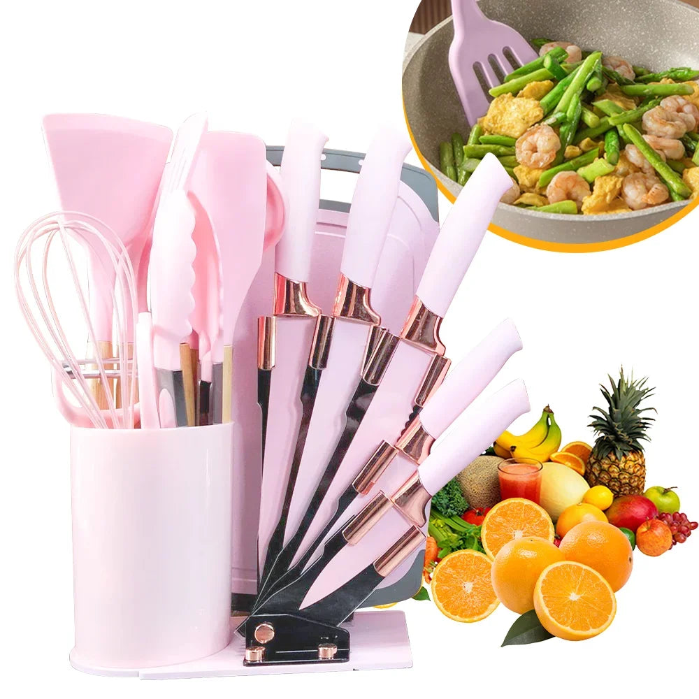 20Pcs Silicone Kitchen Utensils Set With Scissors And Peeler