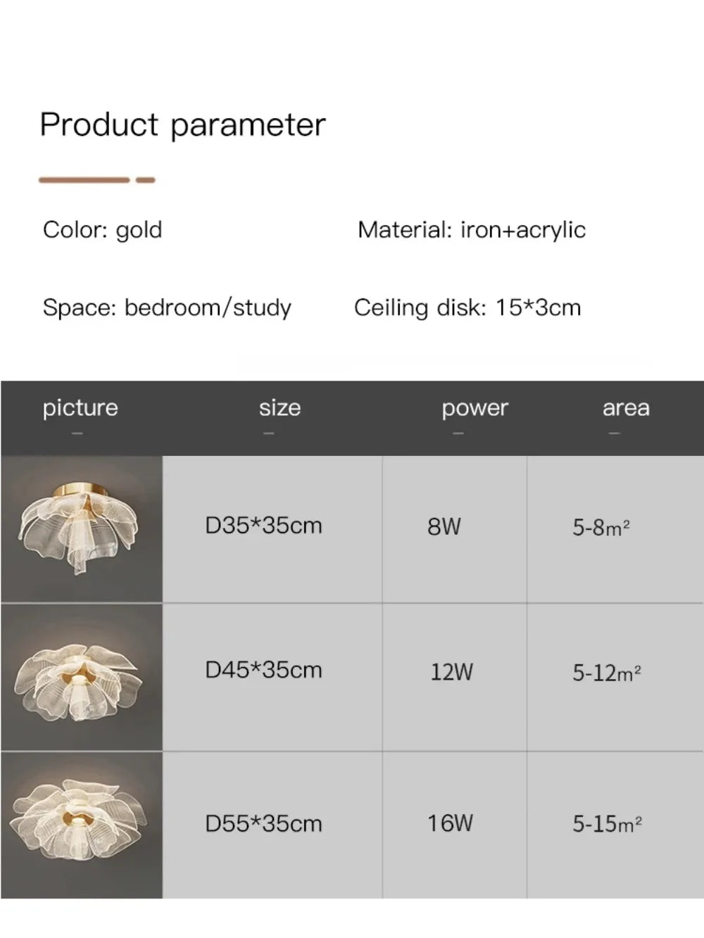 Wushiyu Flower LED Ceiling Lamp for Home Decor