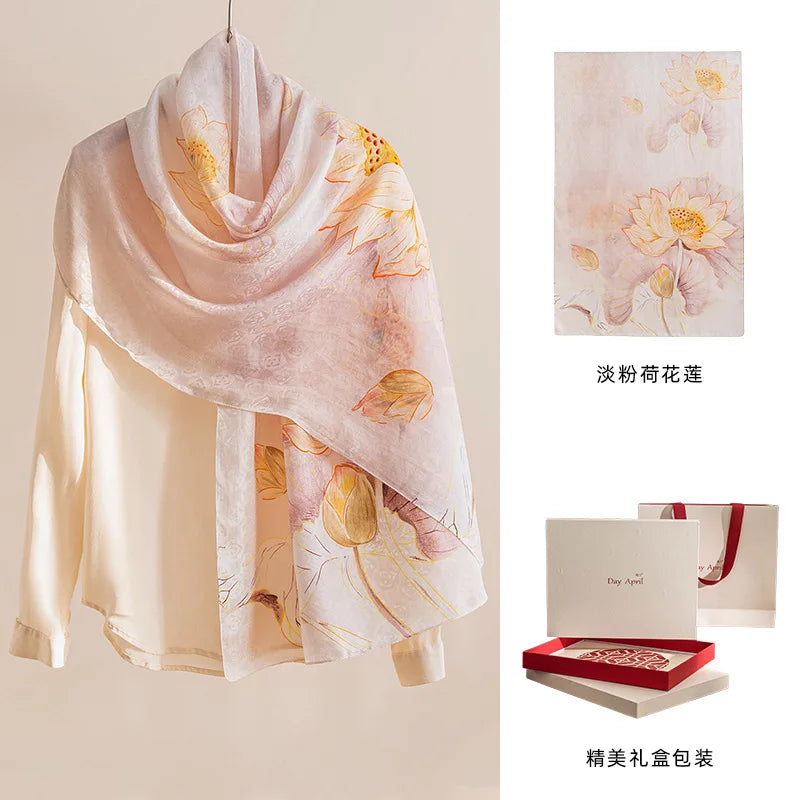 DayAprilCN Mulberry Silk Scarf Shawl For Women Elegant