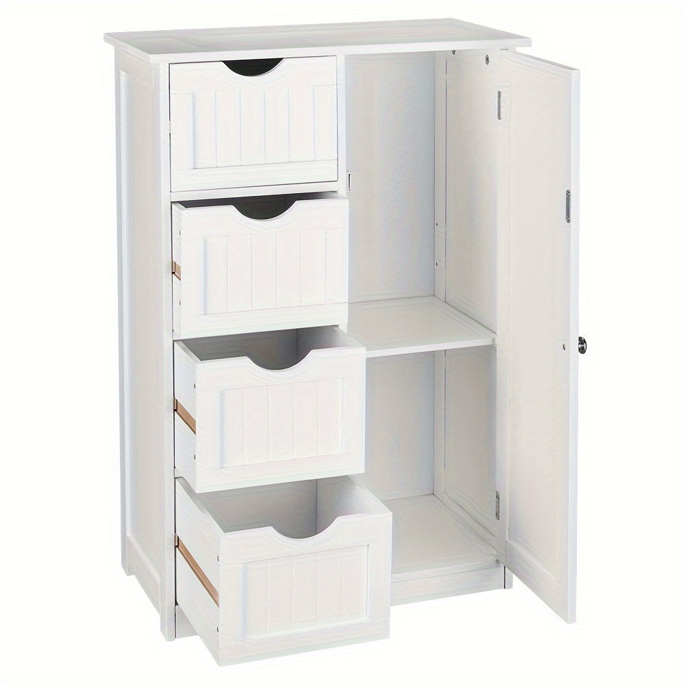 Elegant White Bathroom Storage Cabinet with Drawers for Organization