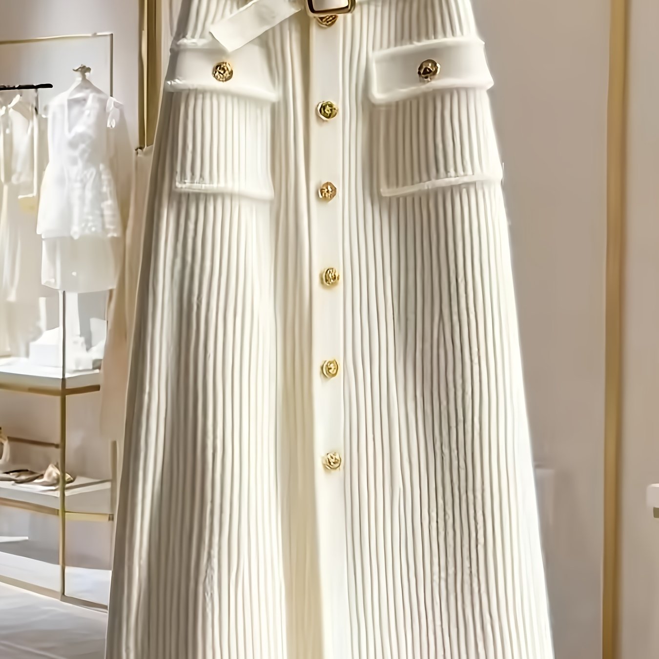 Elegant White Midi Skirt High Waist For Women Spring