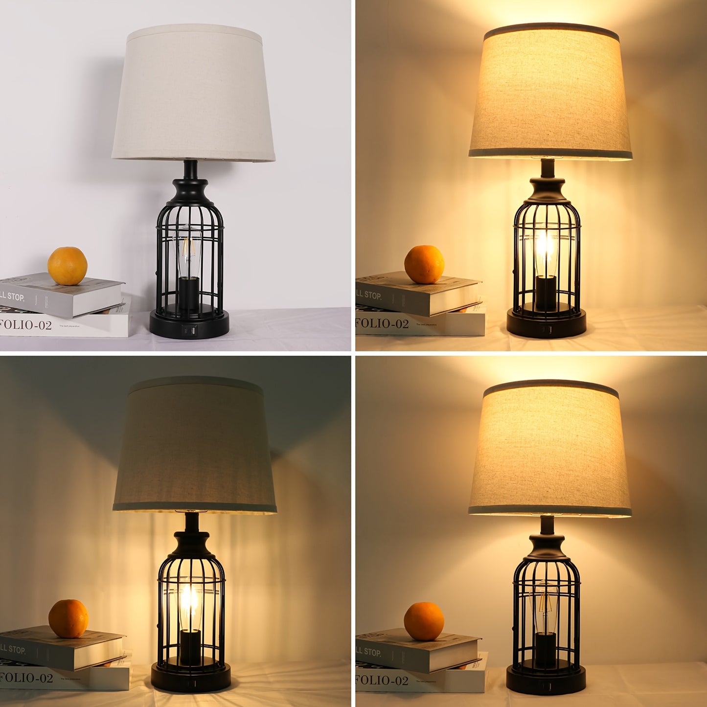 Farmhouse Table Lamps Set with Touch Control and USB Ports