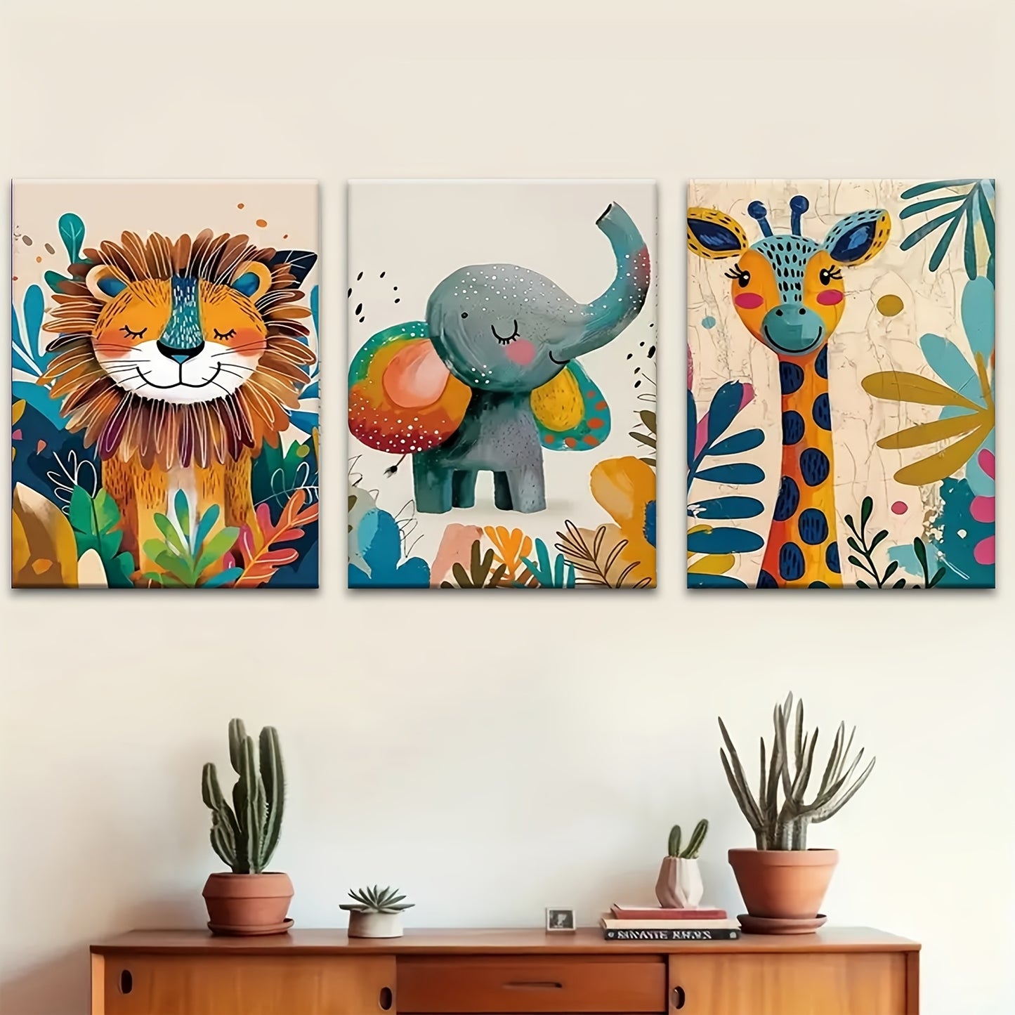Wooden Framed Animal Wall Art Set for Stylish Home Decor