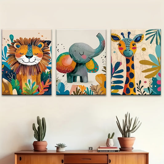 Wooden Framed Animal Wall Art Set for Stylish Home Decor