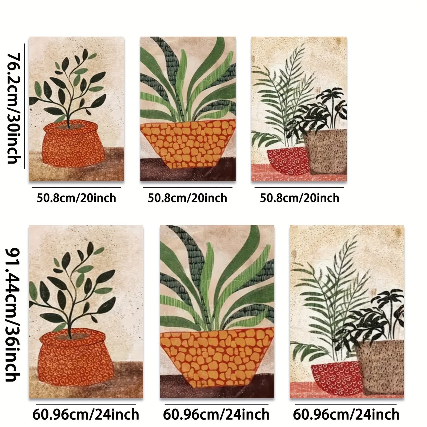 Boho Style Wooden Framed Wall Art Set with Green Abstract Design