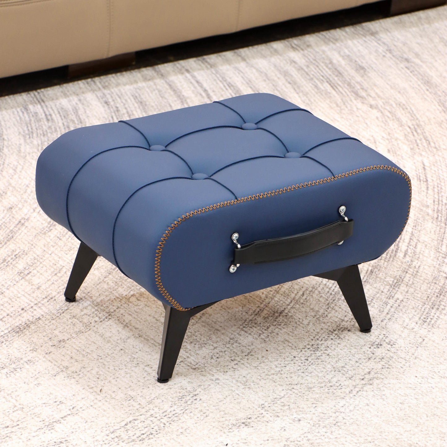 Stylish Leather Stool Oil Wax Finish Low Footstool Pro