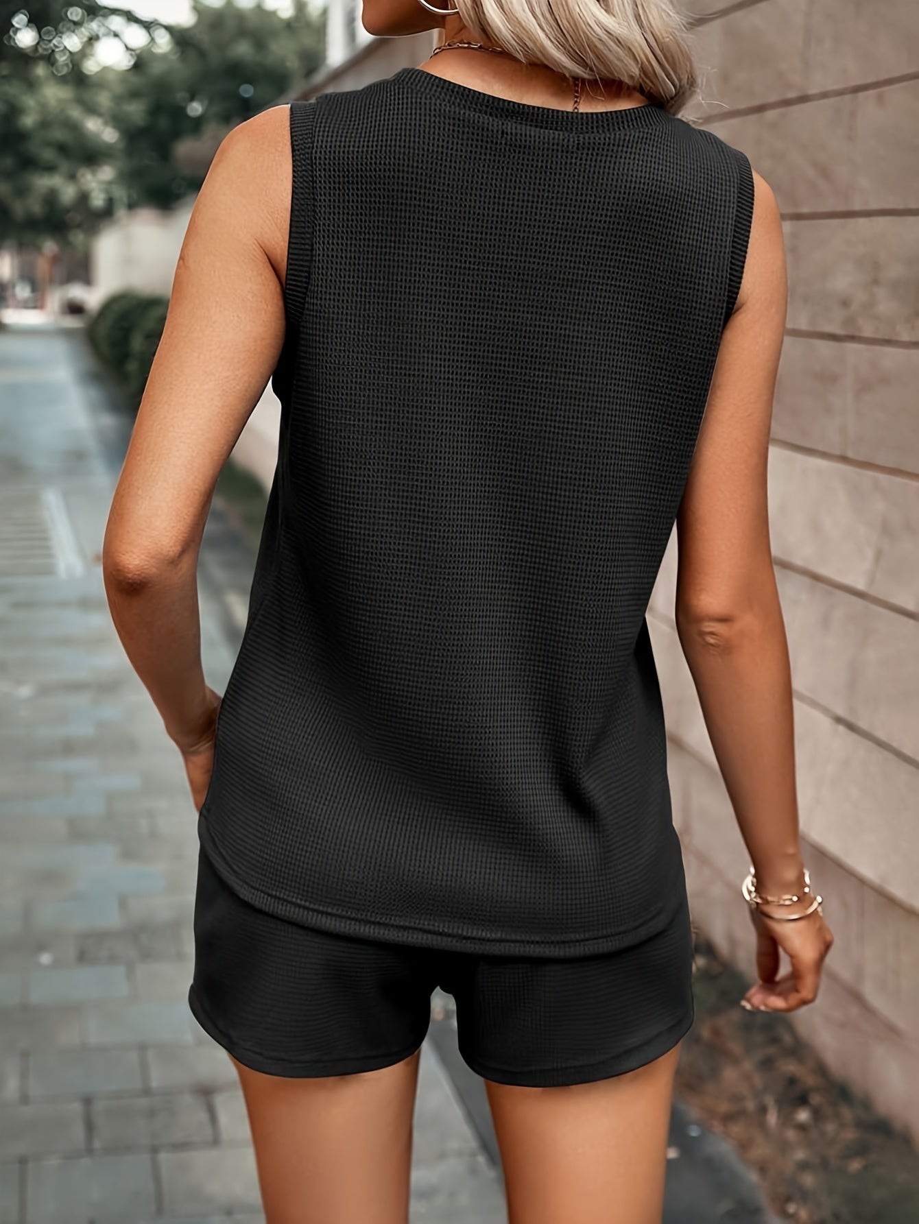 New Simple Waffle Casual Suit for Stylish Women