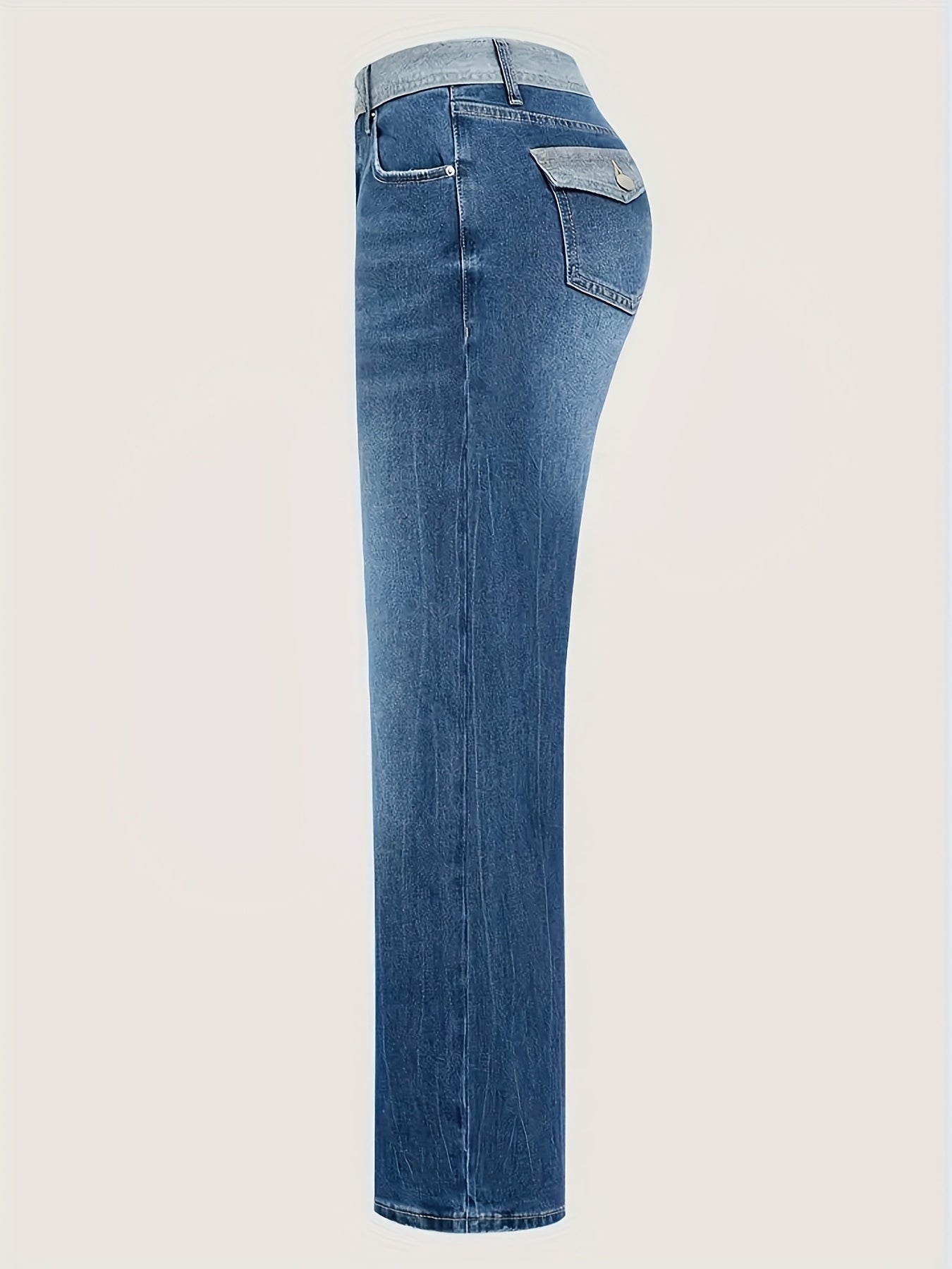 HME Patchwork Straight Leg Denim Pants For All Seasons