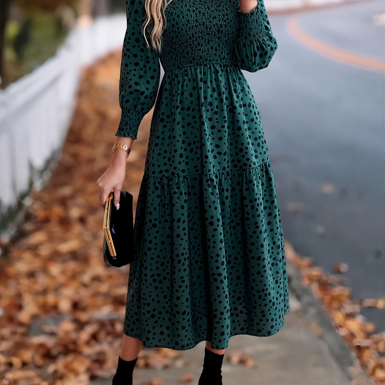 ZAFUL Leopard Print Elegant Dress With Long Sleeves