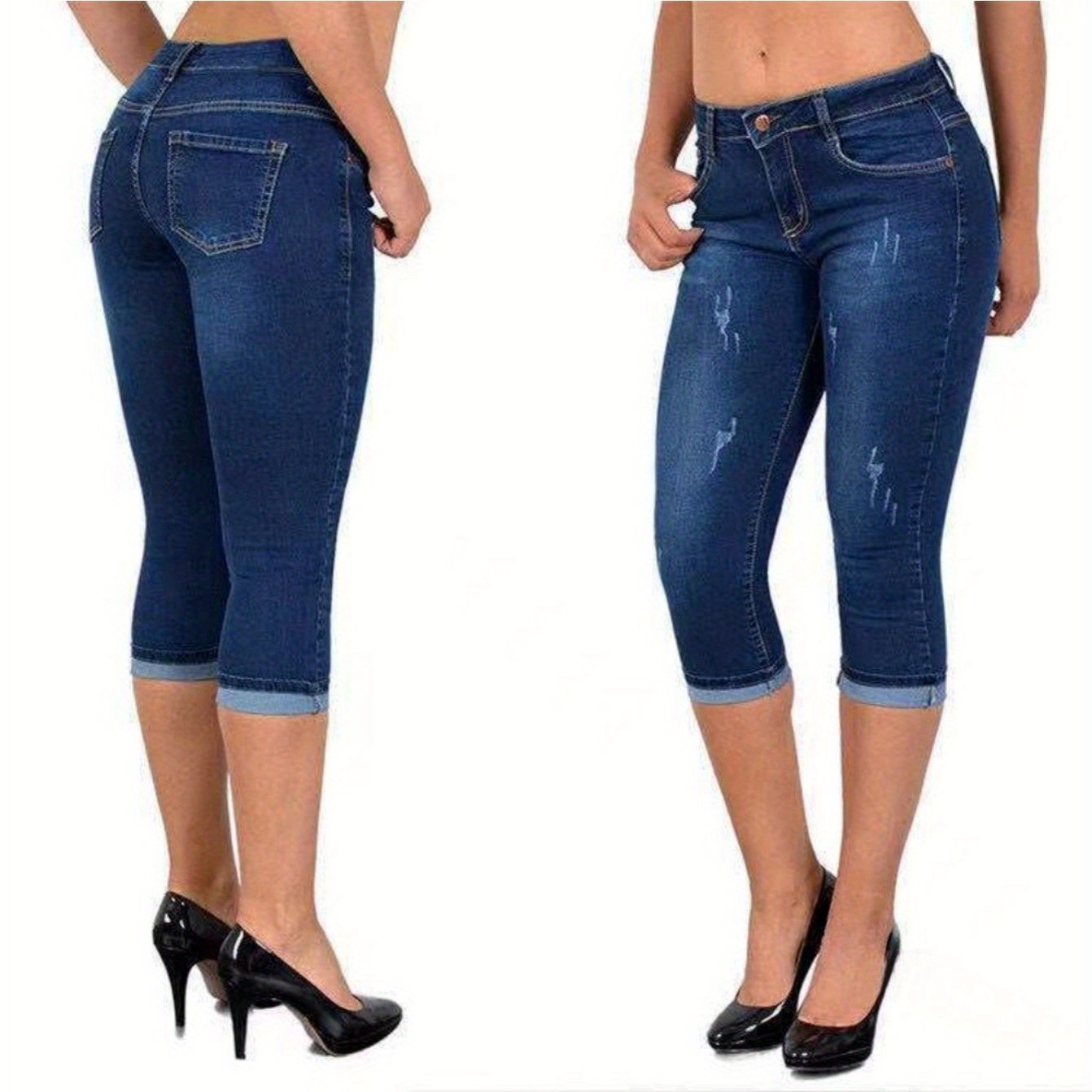 Women's Stretch Skinny Capri Jeans for Casual Summer Style