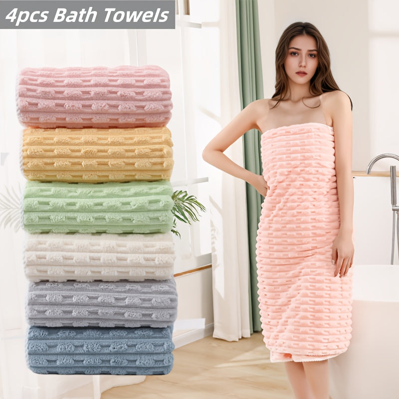 Super Soft Quick-Dry Waffle Weave Bath Towels - 4 Pack