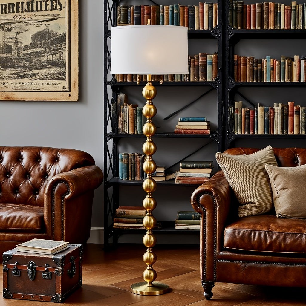 STANBOW Modern Floor Lamp With Linen Shade And Dual Pull