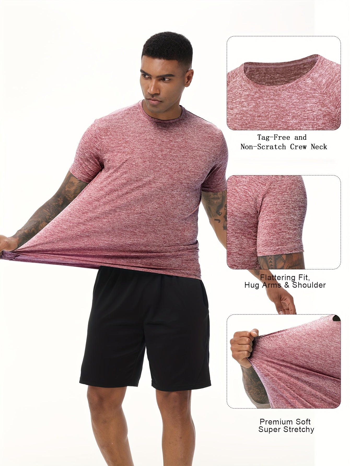 Exarus Men's Moisture Wicking Athletic Short Sleeve Shirt