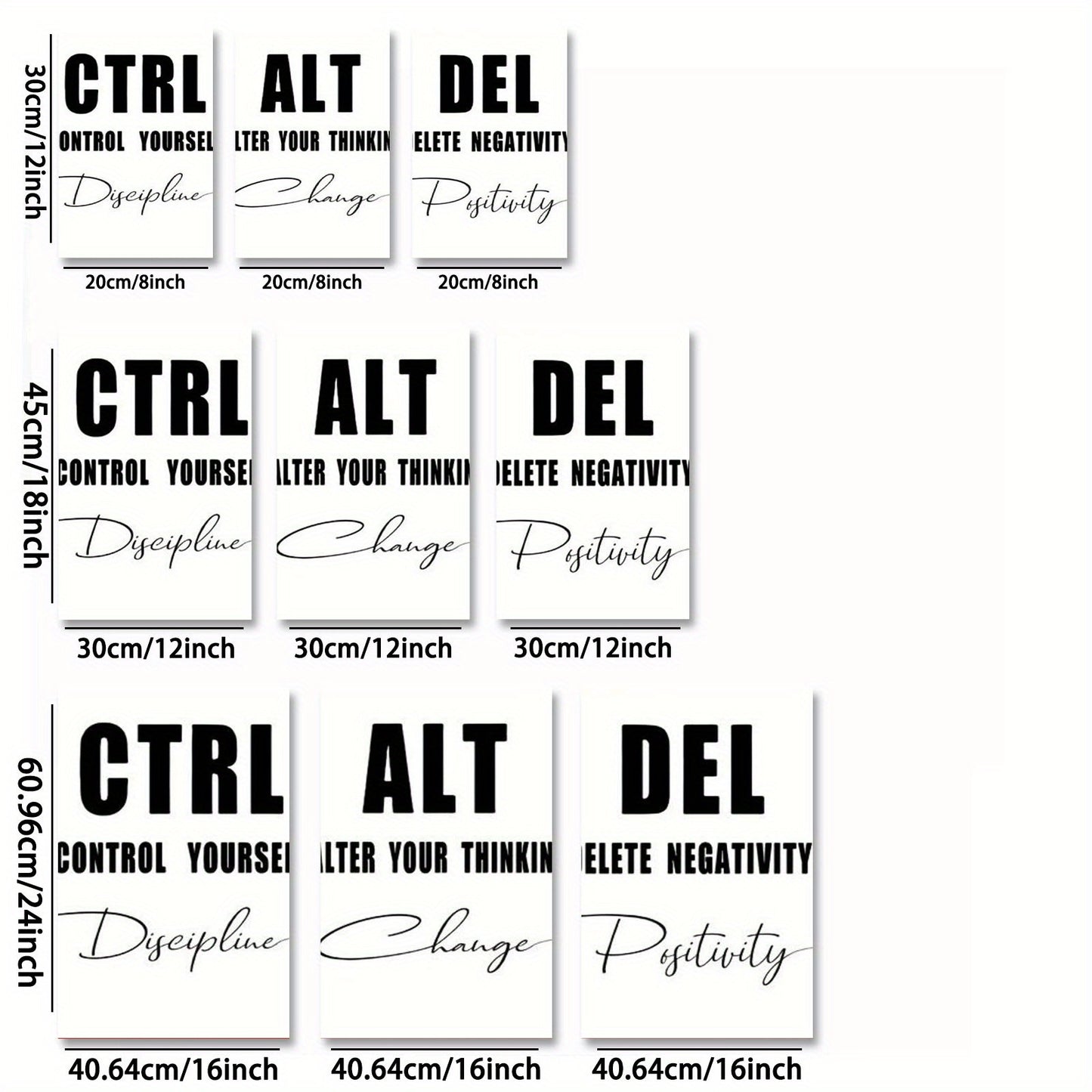 Wrapped Wood Frame Abstract Wall Art Trio Positive Quotes