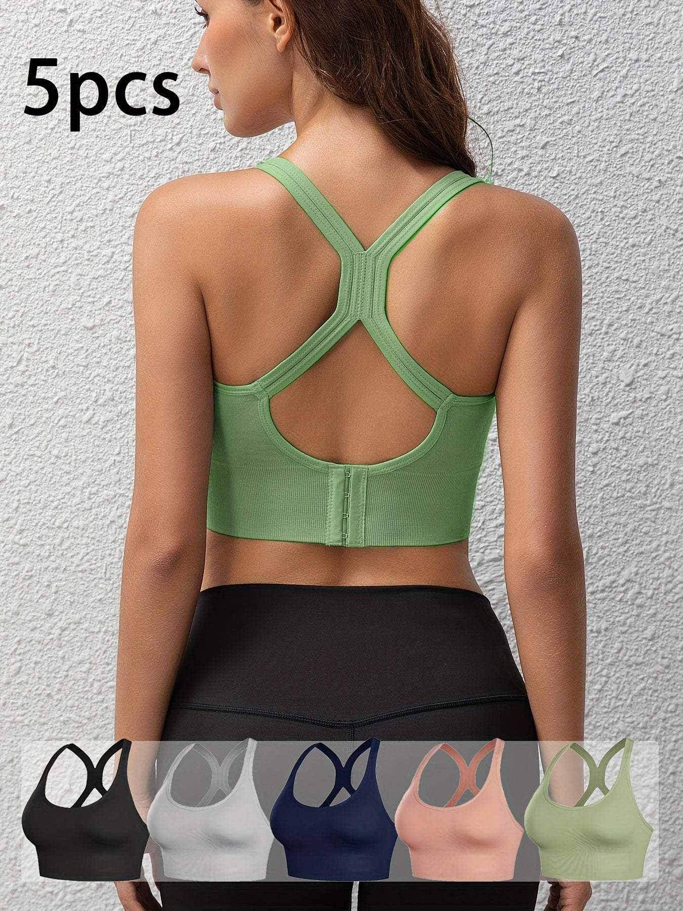 High-Support Wireless Sports Bra with Removable Pads and Crisscross Design