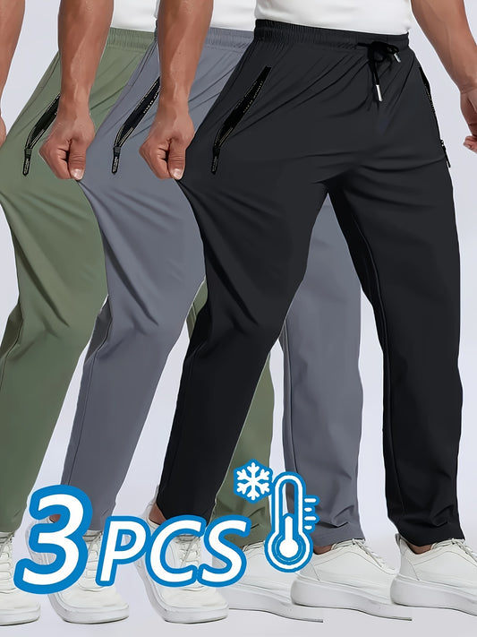 Men's Fitness Jogging Pants with Zipper Pockets Set