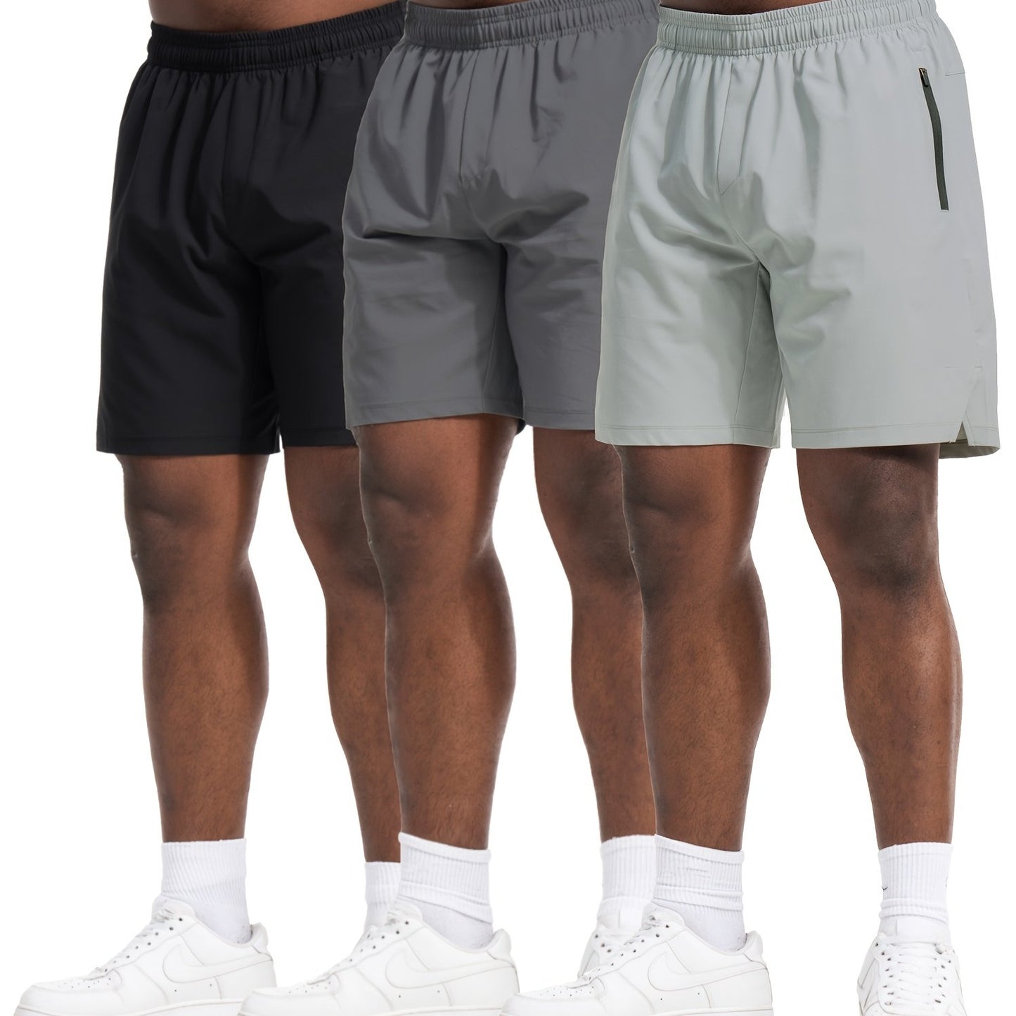 Quick Dry Athletic Shorts For Men With Zipper Pockets