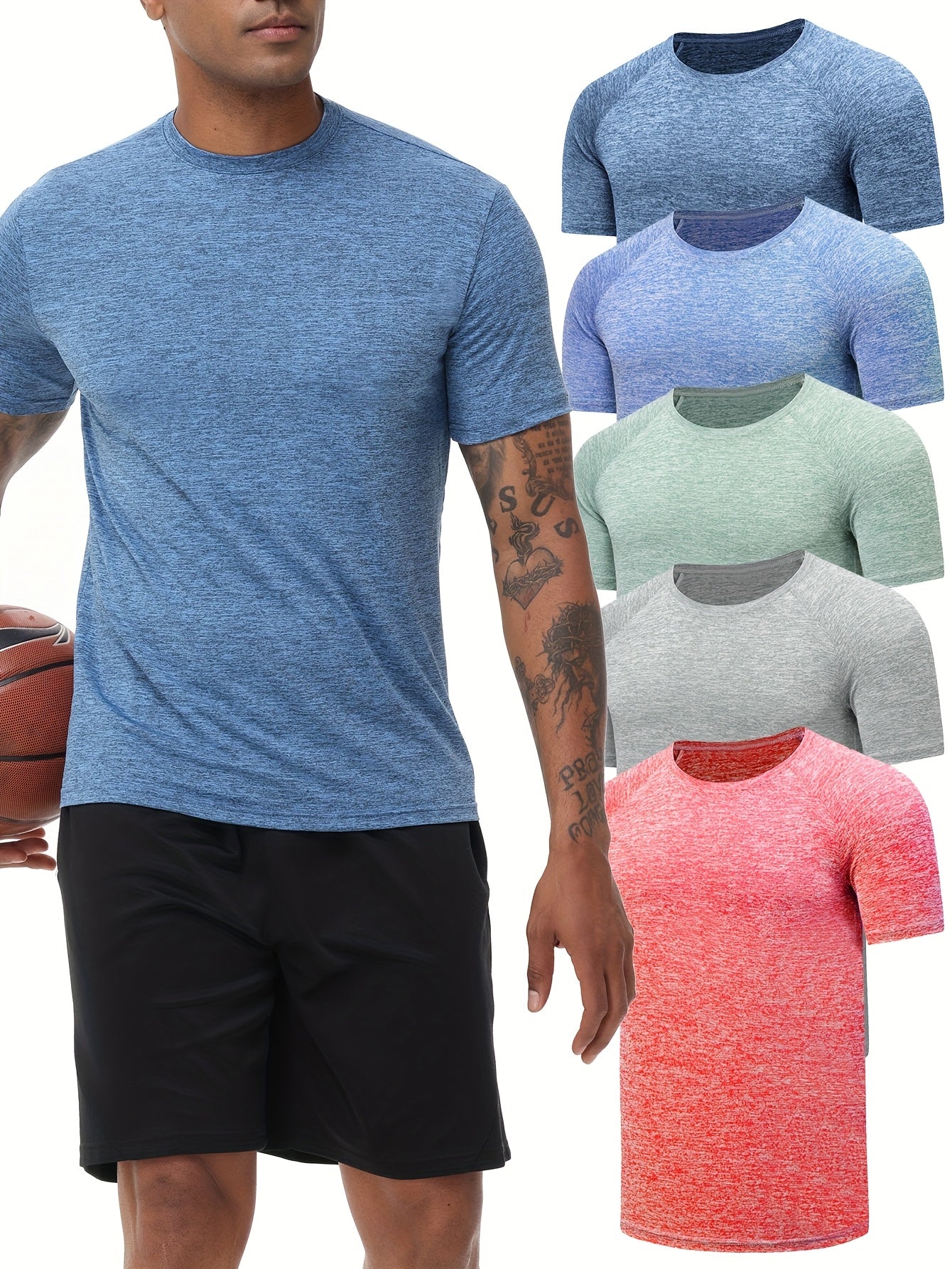 Exarus Men's Moisture Wicking Athletic Short Sleeve Shirt