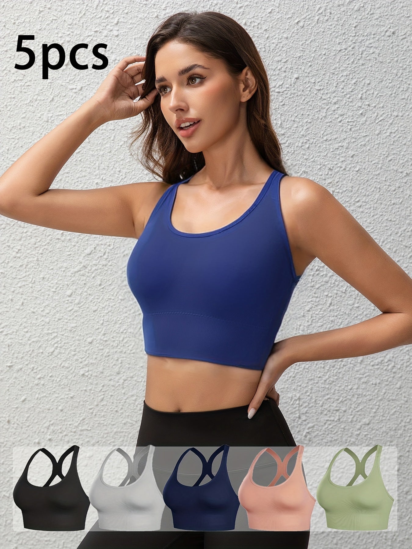 High-Support Wireless Sports Bra with Removable Pads and Crisscross Design