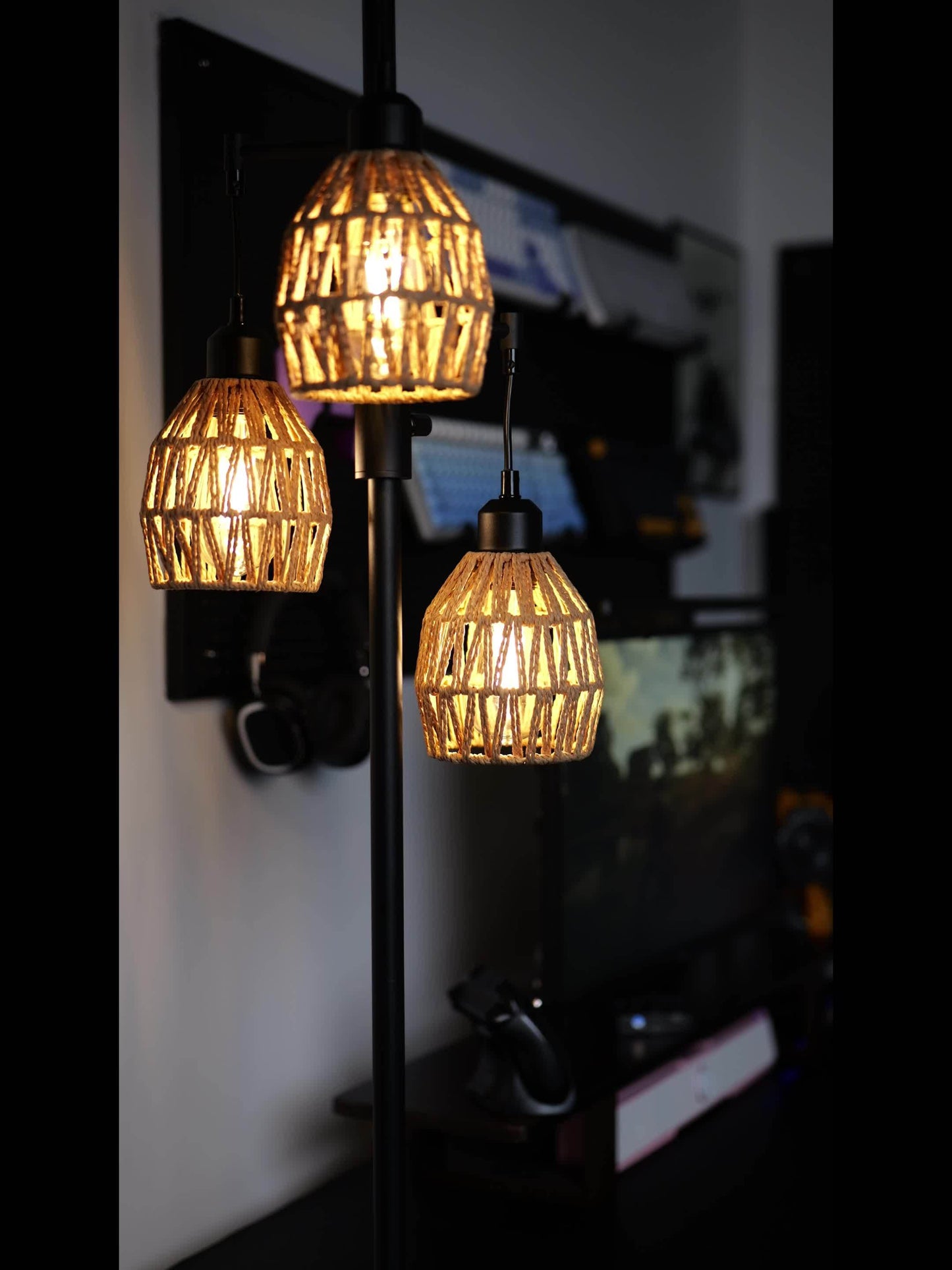 Boho Rattan Tree Floor Lamp With Dimmable Adjustable Lighting