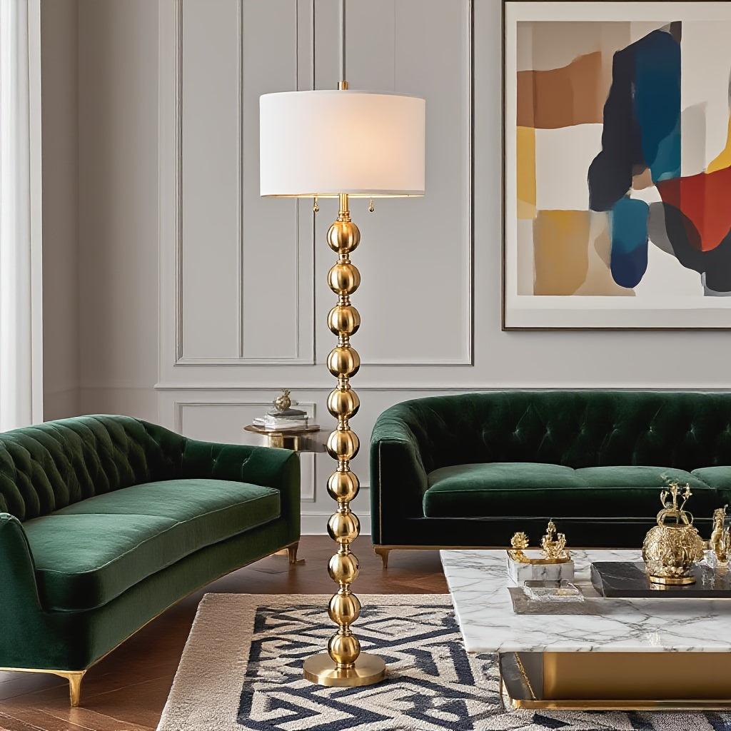 STANBOW Modern Floor Lamp With Linen Shade And Dual Pull