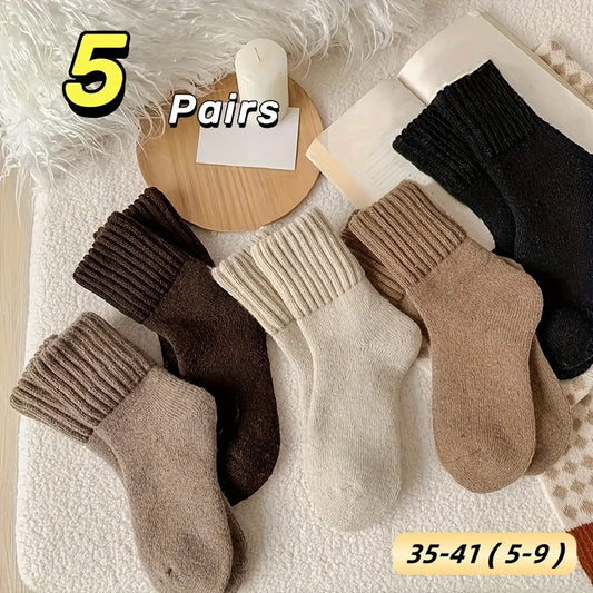 Winter Thickened Crew Socks 5 Pack For Hiking And Outdoors