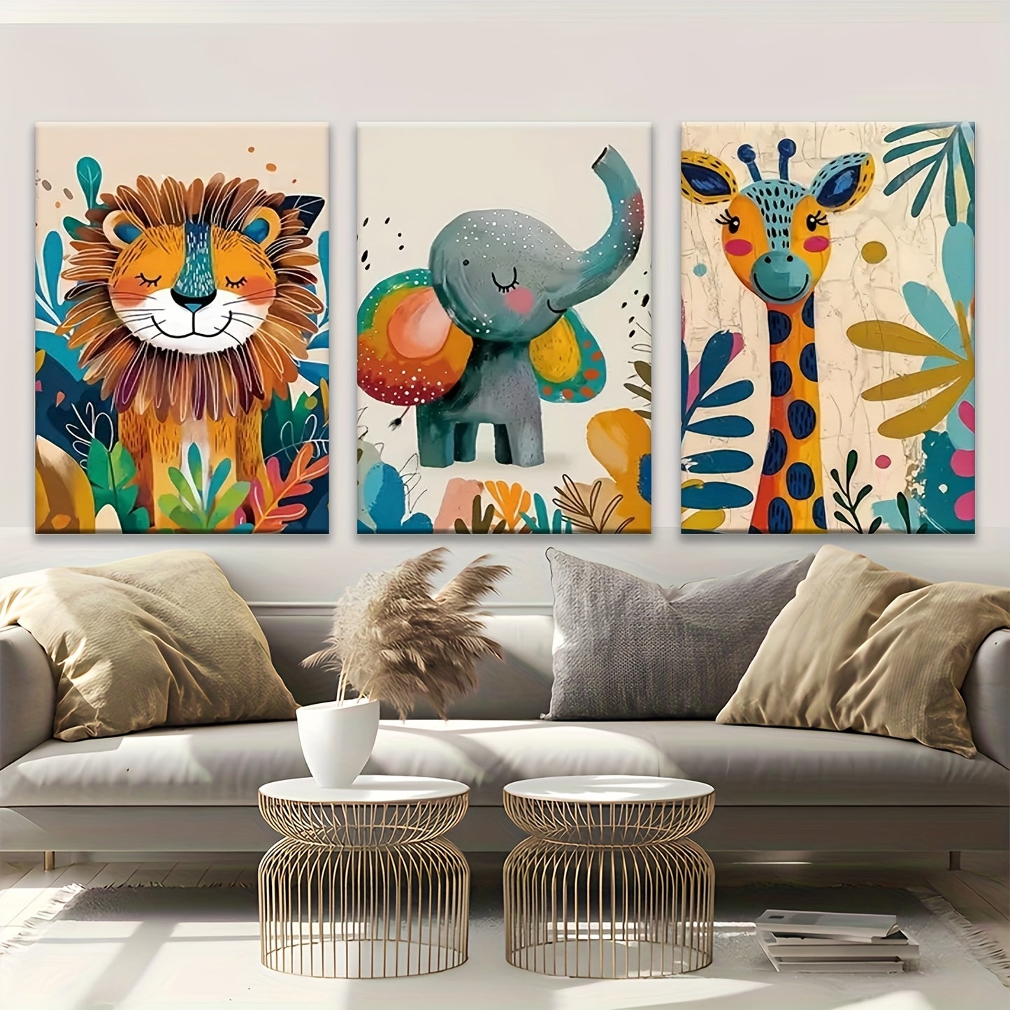 Wooden Framed Animal Wall Art Set for Stylish Home Decor