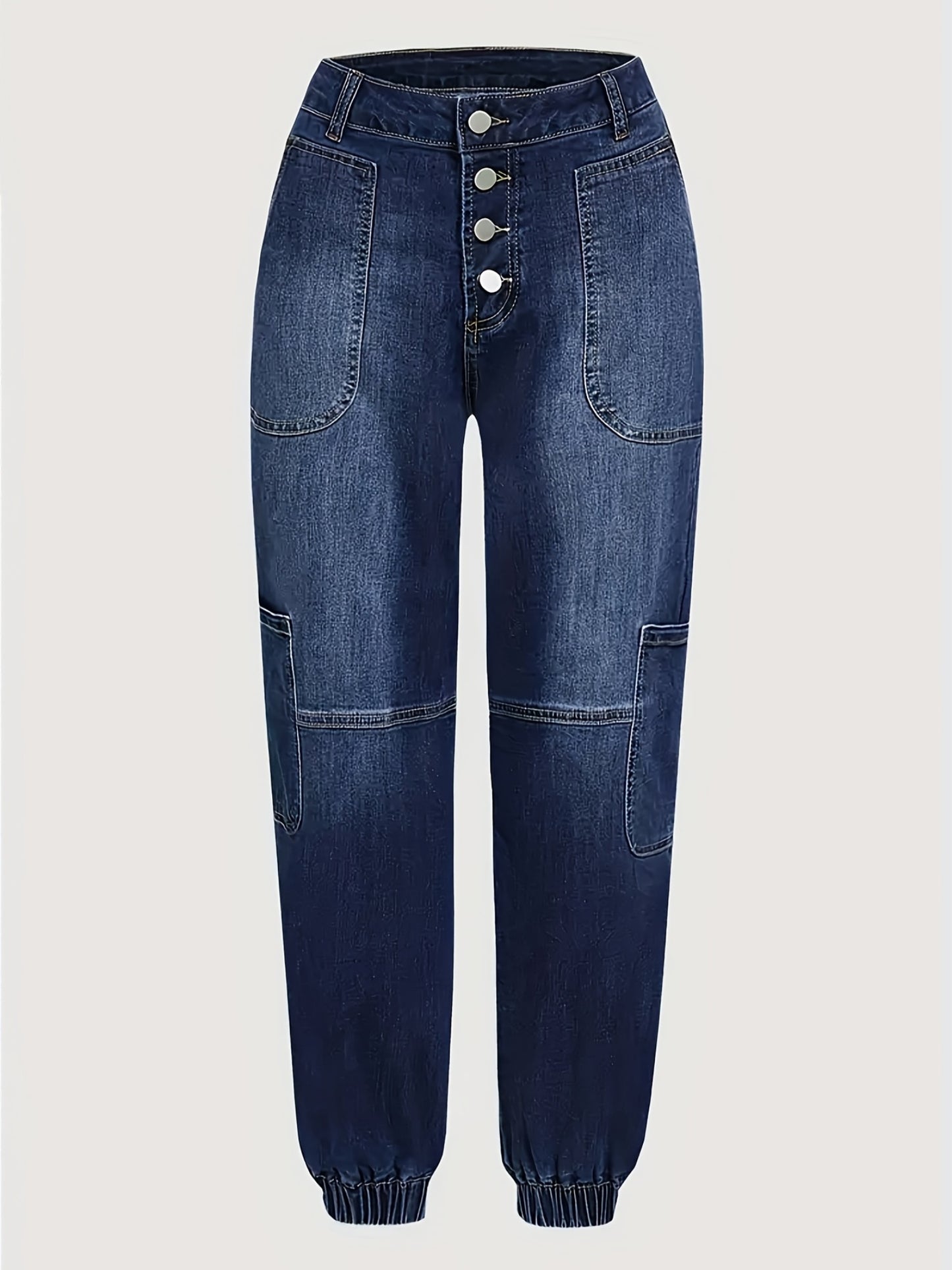 HME Womens Vintage Cargo Jeans Stretch Cropped Denim