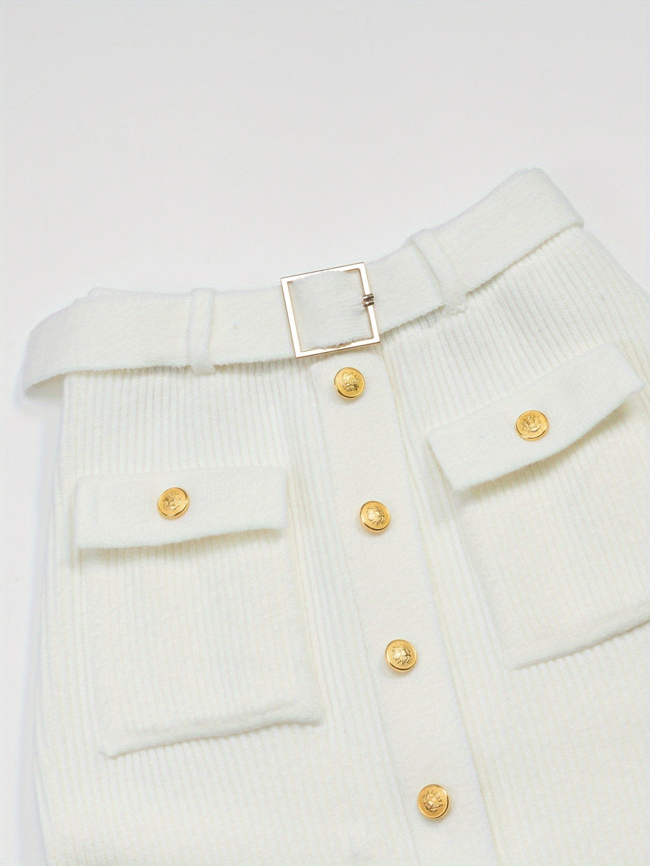 Elegant White Midi Skirt High Waist For Women Spring