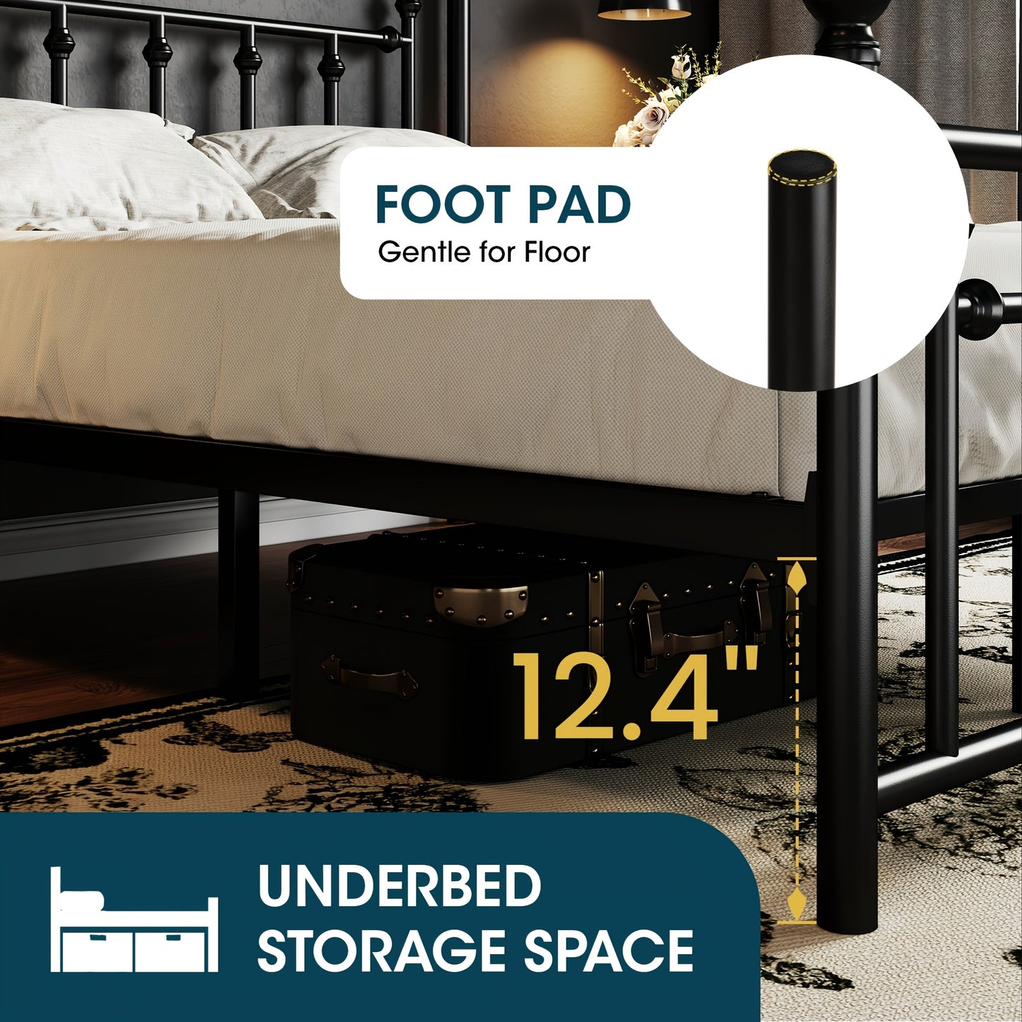 Weeway Modern Metal Platform Bed Frame with Under Bed Storage