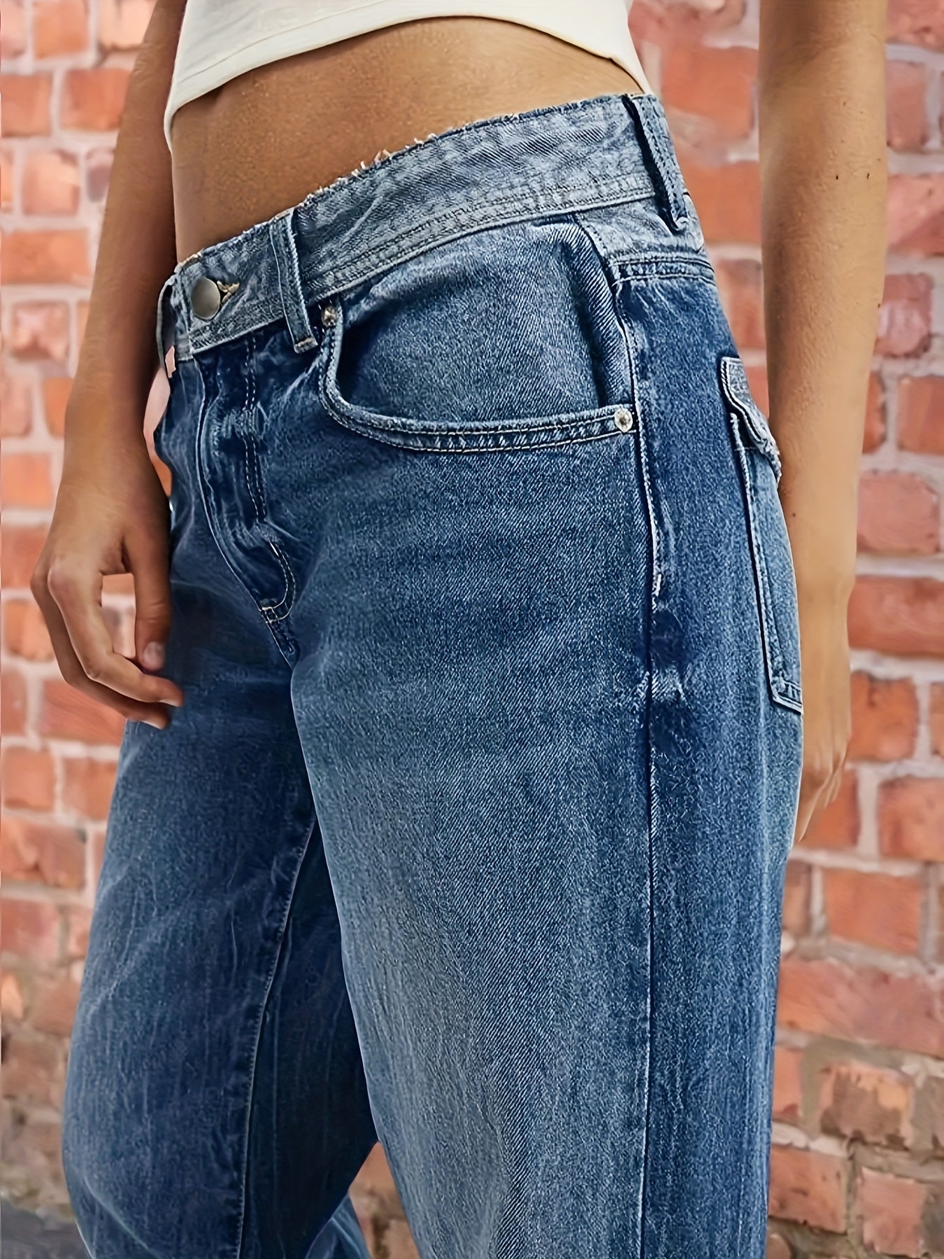 HME Patchwork Straight Leg Denim Pants For All Seasons