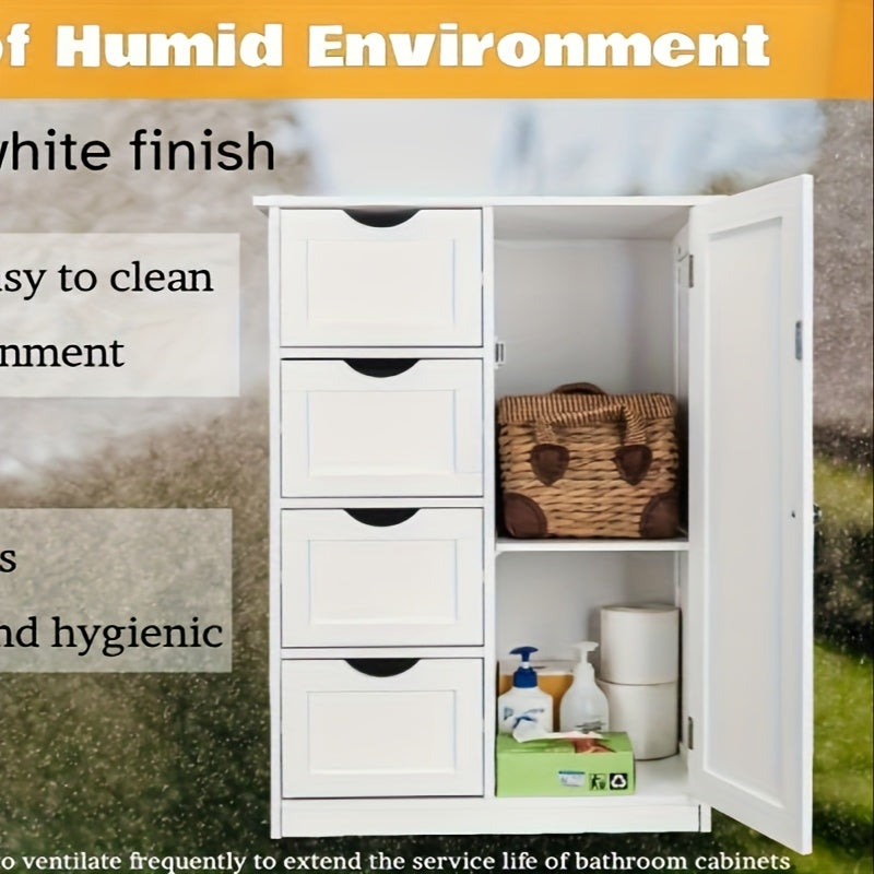 Elegant White Bathroom Storage Cabinet with Drawers for Organization